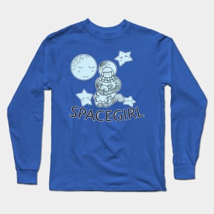 Space Girl Astronaut Holding Teddy Bear Long Sleeve T-Shirt